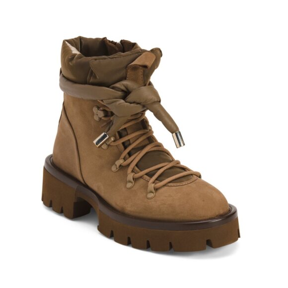 NILA & NILA Biscotto Made In Italy Leather Lace Up Booties - Picture 1 of 2